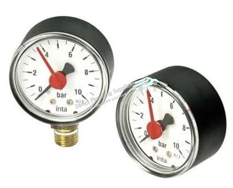 0-6Bar 1/4" Bottom Connection Pressure Gauge With PTFE Sealing Ring