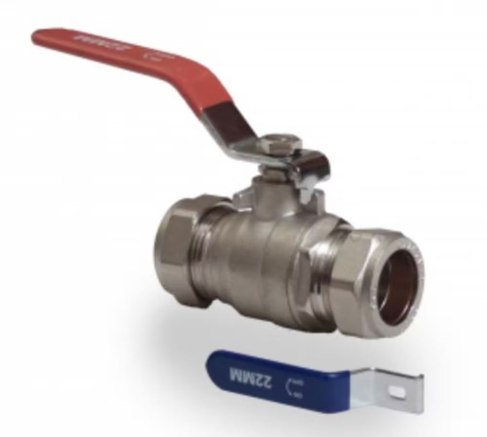 28mm Red & Blue Lever Ball Valve C x C