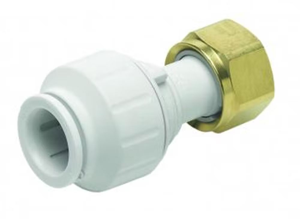 15mm x 3/4" Speedfit Straight Tap Connector White (brass nut)