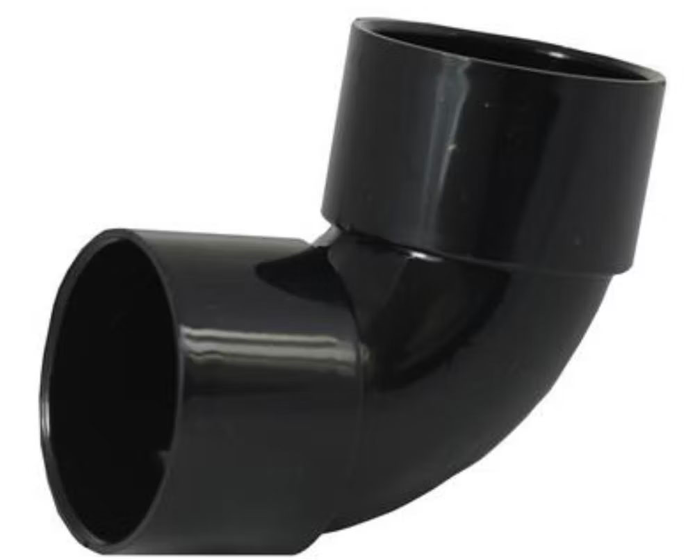 WASTE SOLVENT WELD 50mm 90 DEGREE SWEPT BEND BLACK