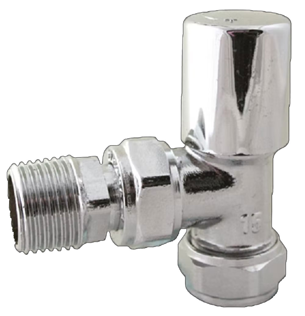 RADIATOR VALVE ANGLED CHROME 15MM X 1/2"