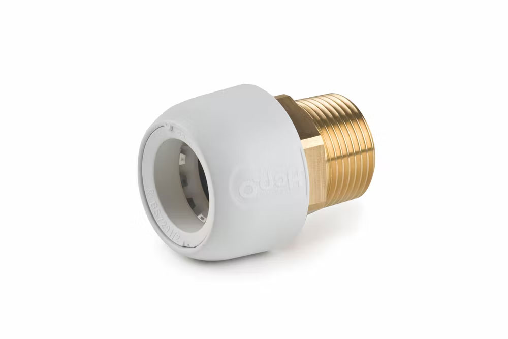 Hep2O male brass adaptor 1"x28mm white