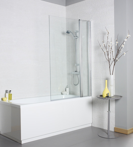 Bath Shower Screens Koncept Straight Screen, Square Edge With Extension Panel