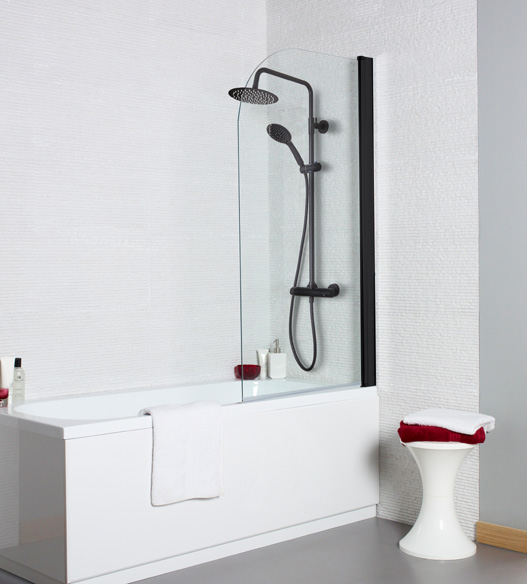 Bath Shower Screens Nero Straight Screen, Radius Edge