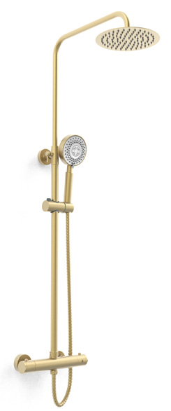 Showering Ottone Option 1 Round Thermostatic Exposed Bar Shower With Ultra Slim Overhead Drencher And Sliding Handset