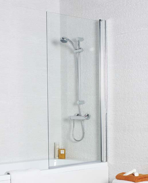 Bath Shower Screens Koncept Straight Screen, Radius Edge with Extension Panel