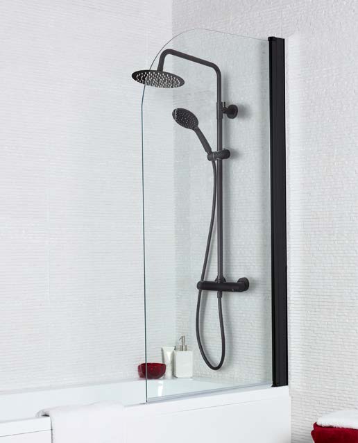 Bath Shower Screens Nero Straight Screen, Radius Edge