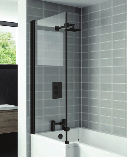 Bath Shower Screens Nero L Shaped Screen, Square Edge with Extension Panel