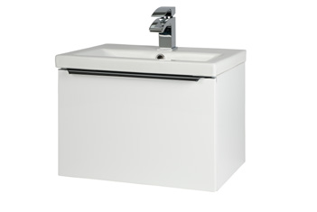 Furniture & Mirrors Kore 500mm Wall Mounted Drawer Unit & Ceramic Basin - White Gloss