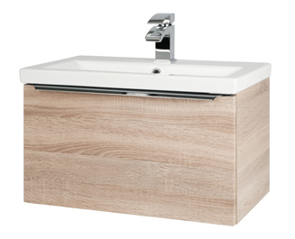 Furniture & Mirrors Kore 600mm Wall Mounted Drawer Unit & Ceramic Basin - Sonoma Oak H 375 X W 600 X D 355