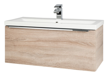 Furniture & Mirrors Kore 800mm Wall Mounted Drawer Unit & Ceramic Basin - Sonoma Oak H 375 X W 800 X D 355