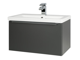 Furniture & Mirrors Kore 600mm Wall Mounted Drawer Unit & Ceramic Basin - Matt Dark Grey H 375 X W 600 X D 355