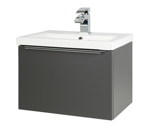 Furniture & Mirrors Kore 500mm Wall Mounted Drawer Unit & Ceramic Basin - Matt Dark Grey H 375 X W 500 X D 355