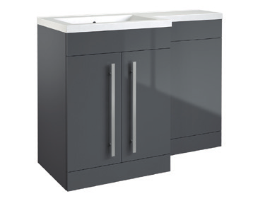 Furniture & Mirrors Matrix Matrix 2 Door L-Shaped Furniture Pack 1100mm Storm Grey Gloss - Includes Cistern