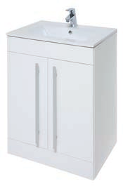 PURITY 500MM FLOOR STANDING 2 DOOR UNIT & MID DEPTH CERAMIC BASIN - WHITE H 855 X W 500 X D 390 FUR125PU-FUR064PU