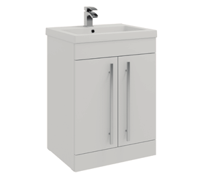 PURITY 800MM FLOOR STANDING 2 DOOR UNIT & CERAMIC BASIN - WHITE H 855 X W 800 X D 450 FUR040PU-FUR060PU