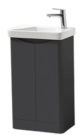 Furniture & Mirrors Arc 500mm Floor Standing 2 Door Cloakroom Unit & Ceramic Basin - Matt Graphite H 840 X W 500 X D 290