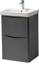 Furniture & Mirrors Arc 800mm Floor Standing 2 Drawer Unit & Ceramic Basin - Matt Graphite H 840 X W 800 X D 460