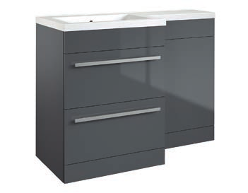 MATRIX MATRIX 2 DRAWER L-SHAPED FURNITURE PACK 1100MM STORM GREY GLOSS - INCLUDES CISTERN