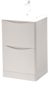 Furniture & Mirrors Arc 600mm Floor Standing 2 Drawer Unit & Ceramic Basin - Cashmere H 840 X W 600 X D 460