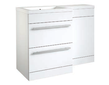 MATRIX MATRIX 2 DRAWER L-SHAPED FURNITURE PACK 1100MM WHITE - INCLUDES CISTERN