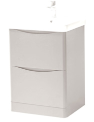 Furniture & Mirrors Arc 500mm Floor Standing 2 Drawer Unit & Ceramic Basin - Cashmere H 840 X W 500 X D 460