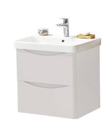 Furniture & Mirrors Arc 600mm Wall Mounted 2 Drawer Unit & Ceramic Basin - Cashmere H 600 X W 600 X D 460