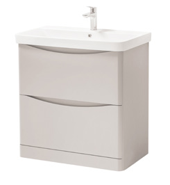 Furniture & Mirrors Arc 800mm Floor Standing 2 Drawer Unit & Ceramic Basin - Cashmere H 840 X W 800 X D 460