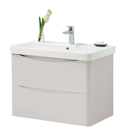 Furniture & Mirrors Arc 800mm Wall Mounted 2 Drawer Unit & Ceramic Basin - Cashmere H 600 X W 800 X D 460