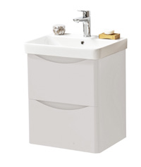 Furniture & Mirrors Arc 500mm Wall Mounted 2 Drawer Unit & Ceramic Basin - Cashmere H 600 X W 500 X D 460