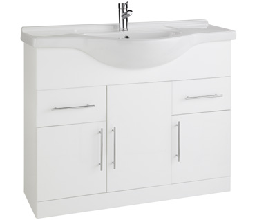 Furniture & Mirrors Encore 1050mm Cabinet With Basin Depth 330mm, With Basin 485mm