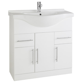 Furniture & Mirrors Encore 850mm Cabinet With Basin Depth 330mm, With Basin 485mm