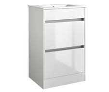 FURNITURE & MIRRORS CITY 500MM FLOOR STANDING UNIT & CERAMIC BASIN - WHITE H 830 X W 490 X D 380 FUR705CI-FUR063PU