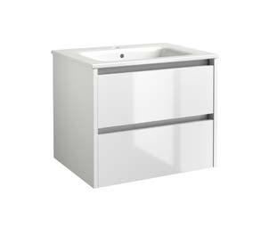 FURNITURE & MIRRORS CITY 800MM WALL MOUNTED UNIT & CERAMIC BASIN - WHITE H 500 X W 790 X D 455 FUR720CI-FUR060PU