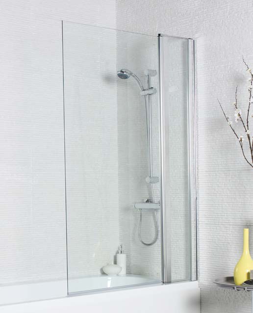 Bath Shower Screens Koncept Straight Screen, Square Edge with Extension Panel