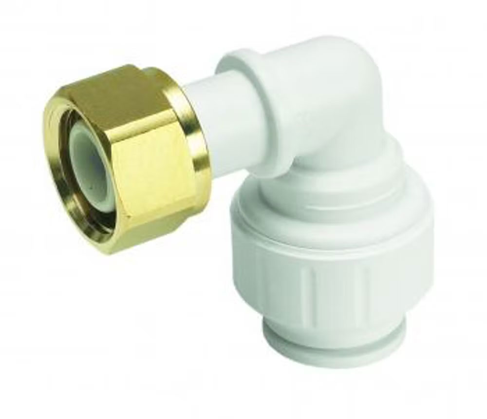 15mm x 1/2″ Speedfit Bent Tap Connector White (brass nut)