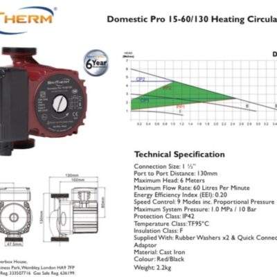 BritTherm UPS2A 25-60/130 Domestic Circulator Pump