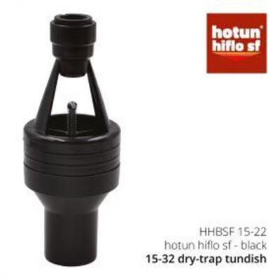 Hotun Hiflo Dry Trap Tundish 15mm JG Speedfit x 32mm Universal/Pushfit Black