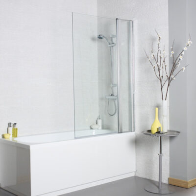 Bath Shower Screens Koncept Straight Screen, Square Edge With Extension Panel