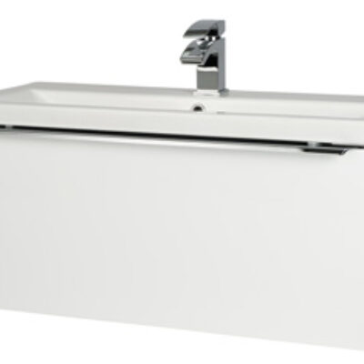 Furniture & Mirrors Kore 800mm Wall Mounted Drawer Unit & Ceramic Basin – White Gloss