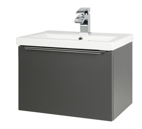 Furniture & Mirrors Kore 500mm Wall Mounted Drawer Unit & Ceramic Basin – Matt Dark Grey H 375 X W 500 X D 355
