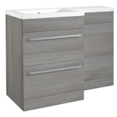 Furniture & Mirrors Matrix Matrix 2 Drawer L-Shaped Furniture Pack 1100mm Grey Ash – Includes Cistern