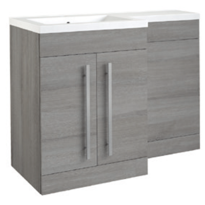 Furniture & Mirrors Matrix Matrix 2 Door L-Shaped Furniture Pack 1100mm Grey Ash – Includes Cistern