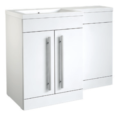 Furniture & Mirrors Matrix Matrix 2 Door L-Shaped Furniture Pack 1100mm White Gloss – Includes Cistern