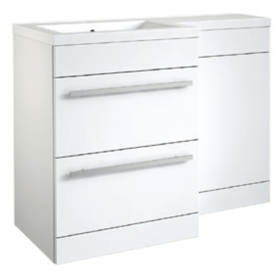 Furniture & Mirrors Matrix Matrix 2 Drawer L-Shaped Furniture Pack 1100mm White Gloss – Includes Cistern