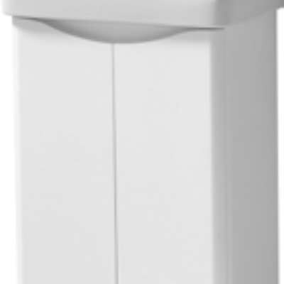 Furniture & Mirrors Arc 500mm Floor Standing 2 Door Cloakroom Unit & Ceramic Basin – White Gloss H 840 X W 500 X D 290