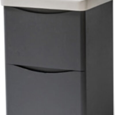 Furniture & Mirrors Arc 800mm Floor Standing 2 Drawer Unit & Ceramic Basin – Matt Graphite H 840 X W 800 X D 460