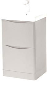 Furniture & Mirrors Arc 600mm Floor Standing 2 Drawer Unit & Ceramic Basin – Cashmere H 840 X W 600 X D 460