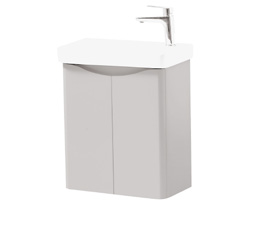 Furniture & Mirrors Arc 500mm Wall Mounted 2 Door Cloakroom Unit & Ceramic Basin – Cashmere H 600 X W 500 X D 290