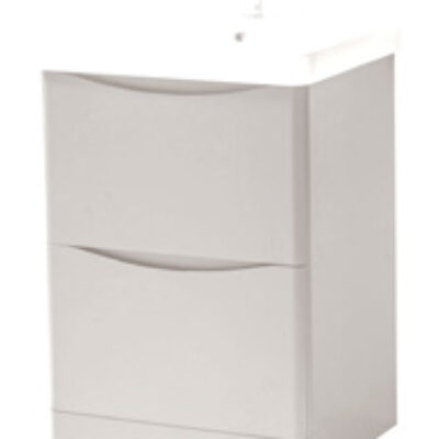 Furniture & Mirrors Arc 500mm Floor Standing 2 Drawer Unit & Ceramic Basin – Cashmere H 840 X W 500 X D 460